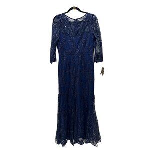 TADASHI SHOJI Women Navy Blue Sequin Gown 4
